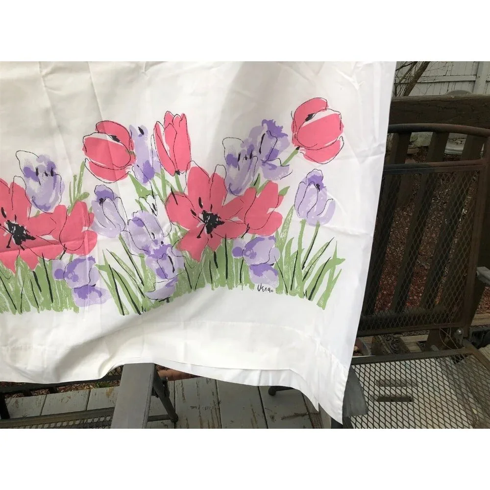 Vintage Vera Neumann Burlington Sheet Set Full Size Pink Poppy Tulips Flowers